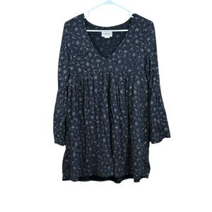 Denim & Supply Ralph Lauren Floral Print Babydoll V Neck‎ Mini Dress Sz S